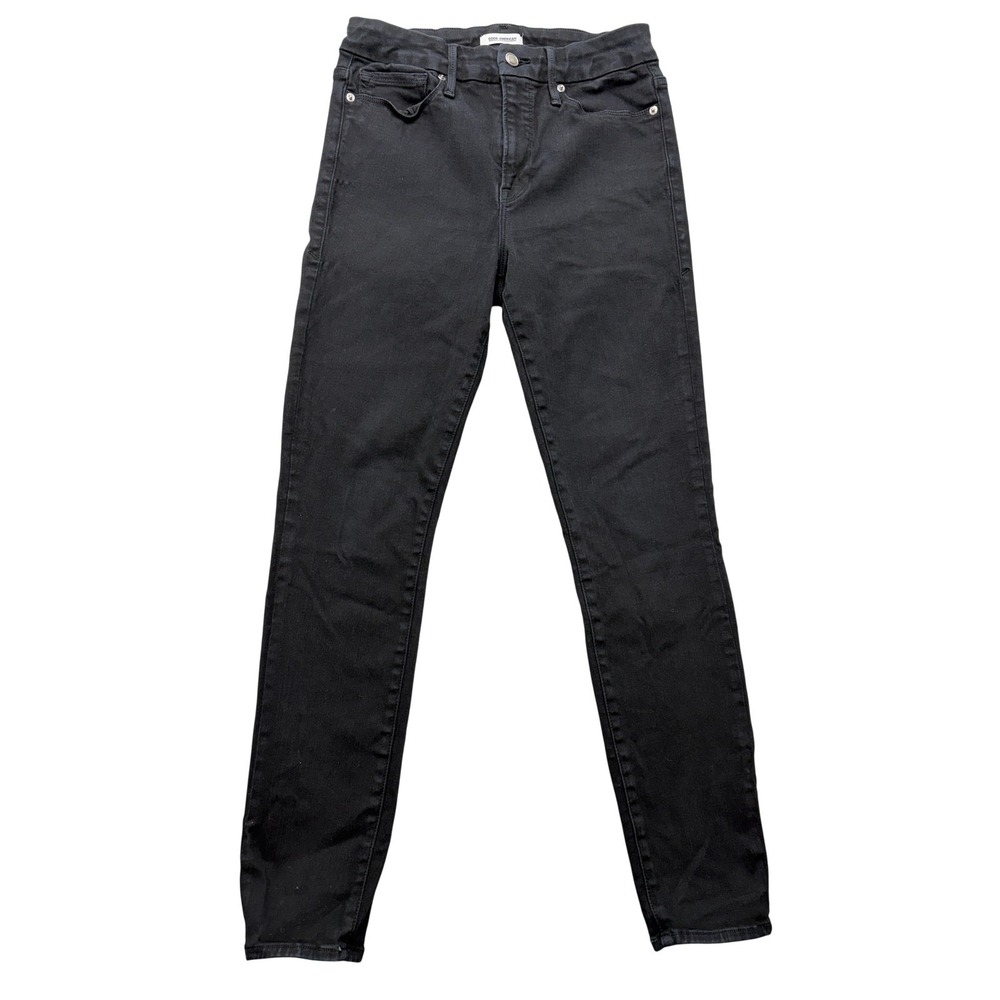 Good American Good Legs Crop Jeans Womens 10/30 Black Dark Wash Mid Rise Stretch
